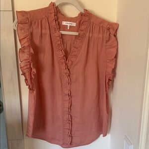 Frame Denim Women's Ruffled Coral Blouse